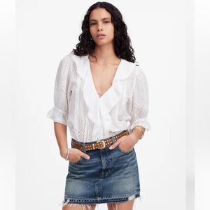 Madewell Postage-Stamp Denim Mini Skirt in Croswell Wash